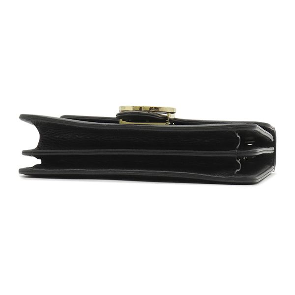 Gucci Shoulder Bag Interlocking G Chain Leather Black Gold — view 3