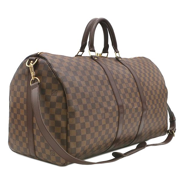 Louis Vuitton Boston Bag Keepall Bandouliere 55 Damier Canvas Ebene Gold — view 2