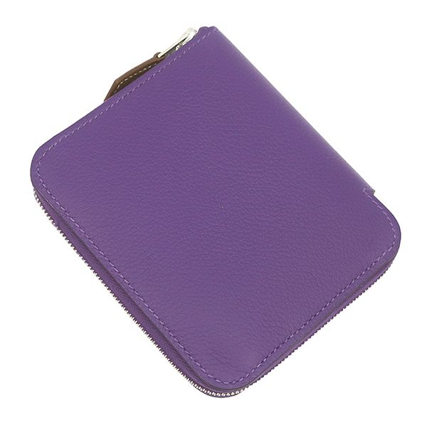 Hermes Coin Purse Azap Silk'in Compact Evercolor Purple Silver Yellow Seashell — view 2