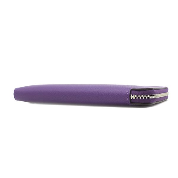 Hermes Wallet Azap Long Silk'in Evercolor Purple Silver Yellow Seashell Round — view 3