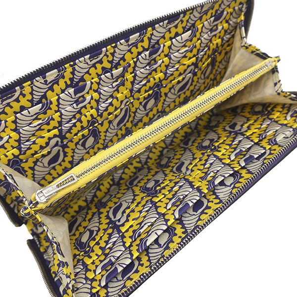 Hermes Wallet Azap Long Silk'in Evercolor Purple Silver Yellow Seashell Round — view 6