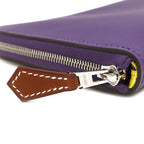 Hermes Wallet Azap Long Silk'in Evercolor Purple Silver Yellow Seashell Round — view 5
