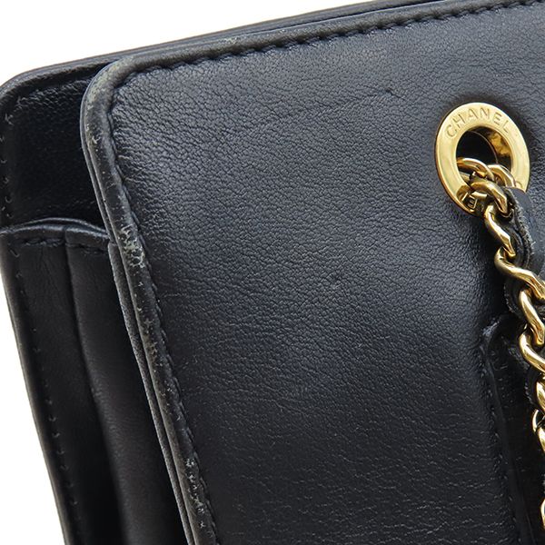 Chanel Tote Bag Mademoiselle Chain Shoulder Leather Navy Gold CC Logo 23 — view 8