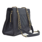Chanel Tote Bag Mademoiselle Chain Shoulder Leather Navy Gold CC Logo 23 — view 2