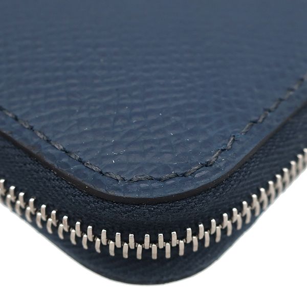 Hermes Coin Purse Azap Silk'in Compact Veau Epsom Blue Silver Navy Round Zip — view 4