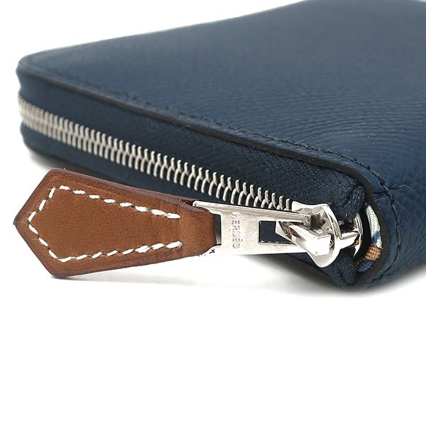 Hermes Coin Purse Azap Silk'in Compact Veau Epsom Blue Silver Navy Round Zip — view 5