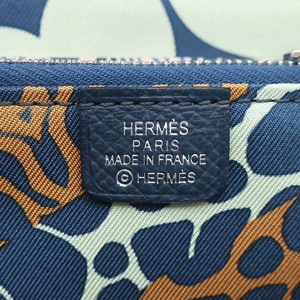 Hermes Coin Purse Azap Silk'in Compact Veau Epsom Blue Silver Navy Round Zip — view 8