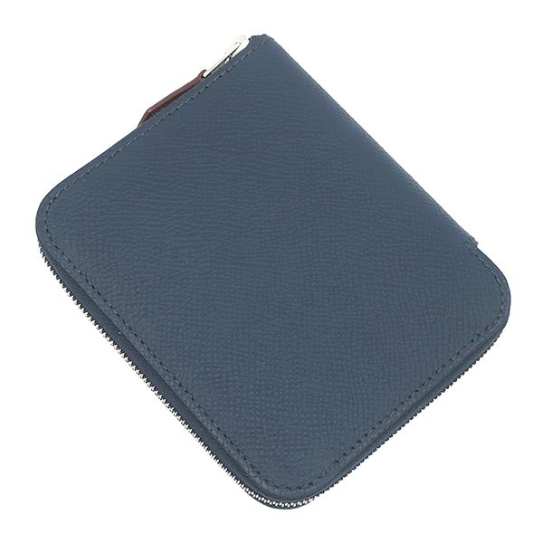 Hermes Coin Purse Azap Silk'in Compact Veau Epsom Blue Silver Navy Round Zip — view 2