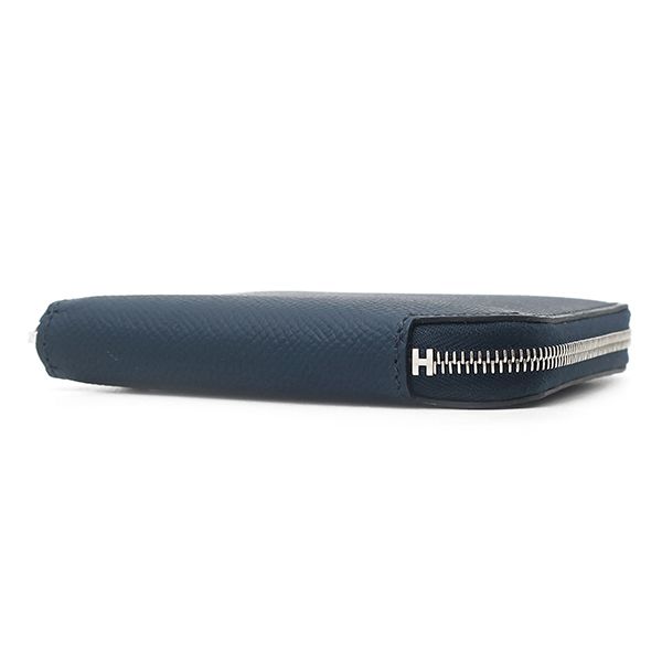 Hermes Coin Purse Azap Silk'in Compact Veau Epsom Blue Silver Navy Round Zip — view 3