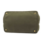 Prada 2-Way Canapa Medium Tote Bag Canvas Khaki Gold Triangular — view 3