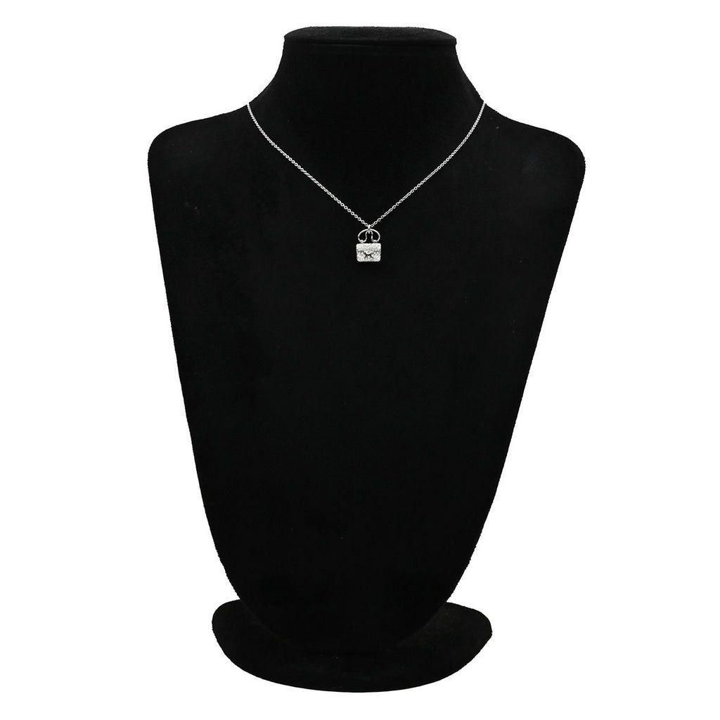 Hermes Necklace Amulette Constance Diamond Pendant White Gold Bag Motif — view 7