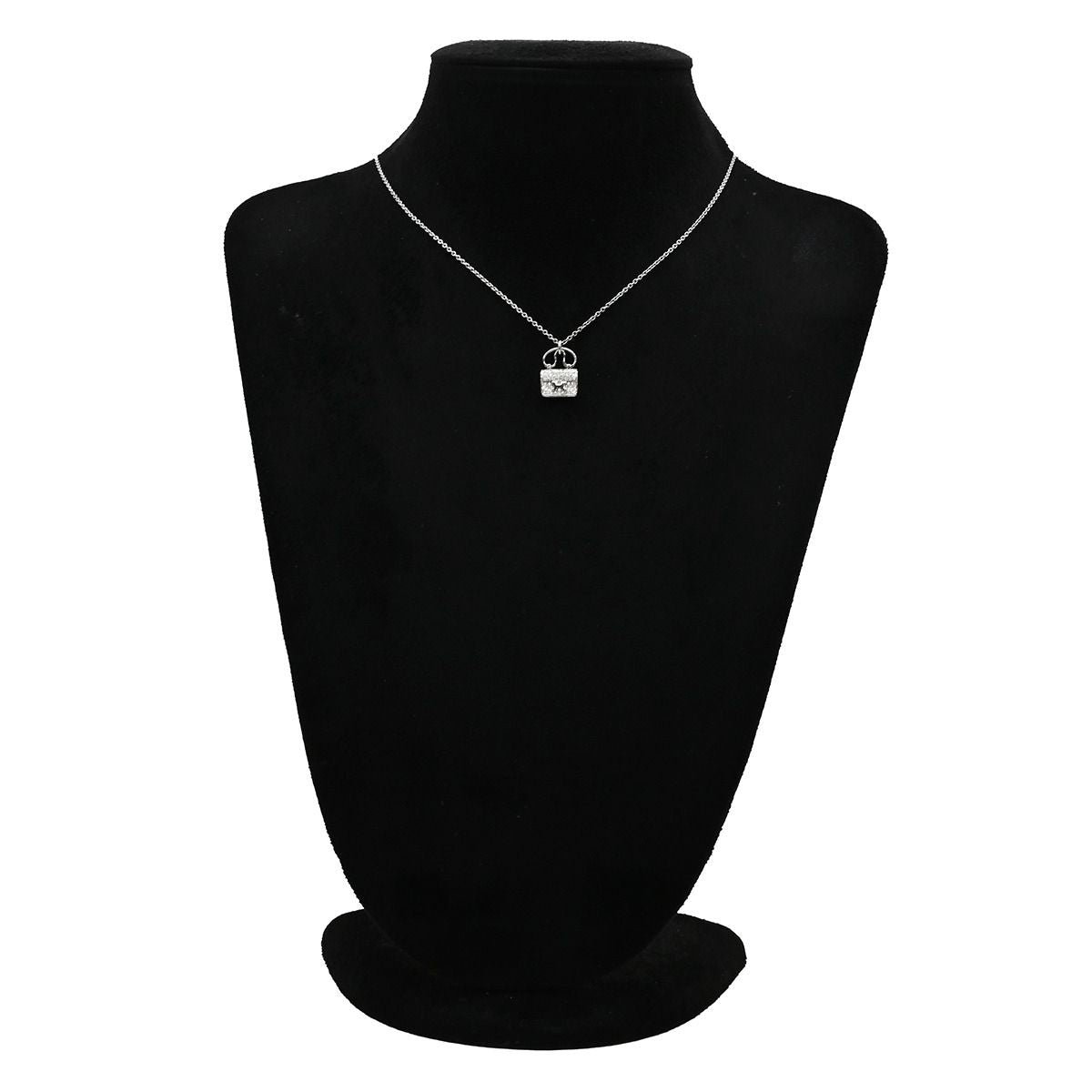 Hermes Necklace Amulette Constance Diamond Pendant White Gold Bag Motif — view 7