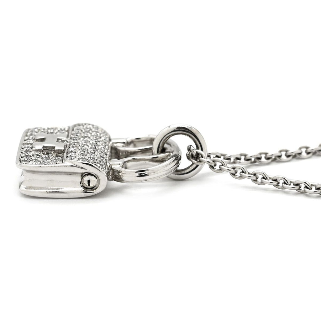 Hermes Necklace Amulette Constance Diamond Pendant White Gold Bag Motif — view 3