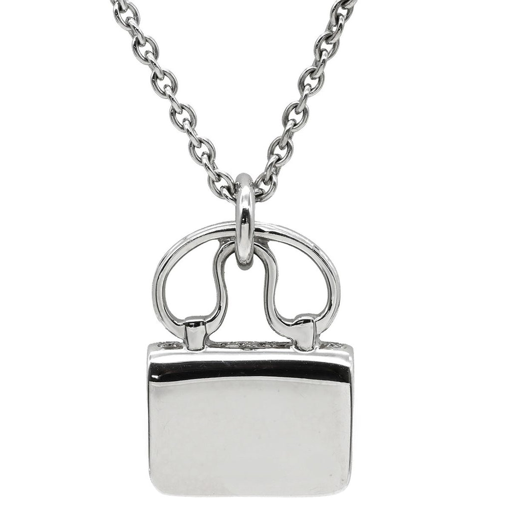 Hermes Necklace Amulette Constance Diamond Pendant White Gold Bag Motif — view 2