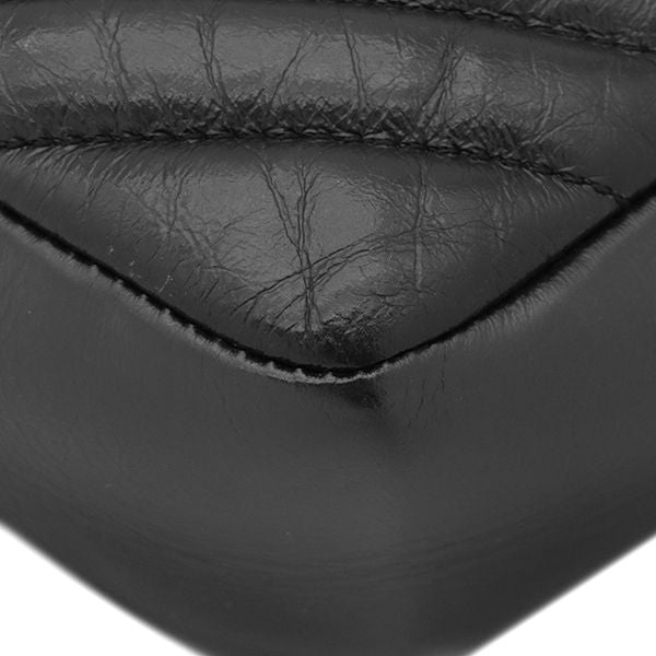 Saint Laurent Shoulder Bag Lou Leather Black Silver YSL Cassandra with Tassel — view 4