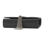Saint Laurent Shoulder Bag Kate Tassel Chain Leather Black Silver Monogram — view 3