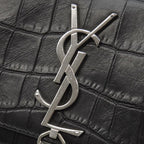 Saint Laurent Shoulder Bag Kate Tassel Chain Leather Black Silver Monogram — view 6