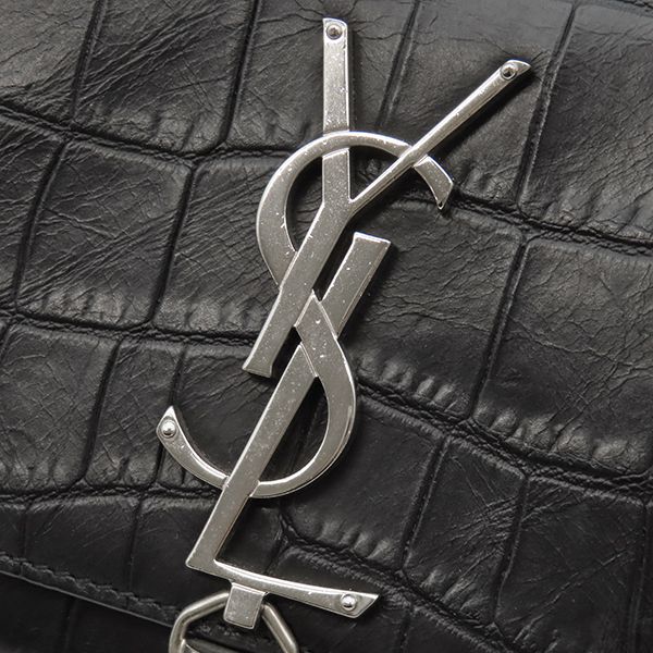 Saint Laurent Shoulder Bag Kate Tassel Chain Leather Black Silver Monogram — view 6