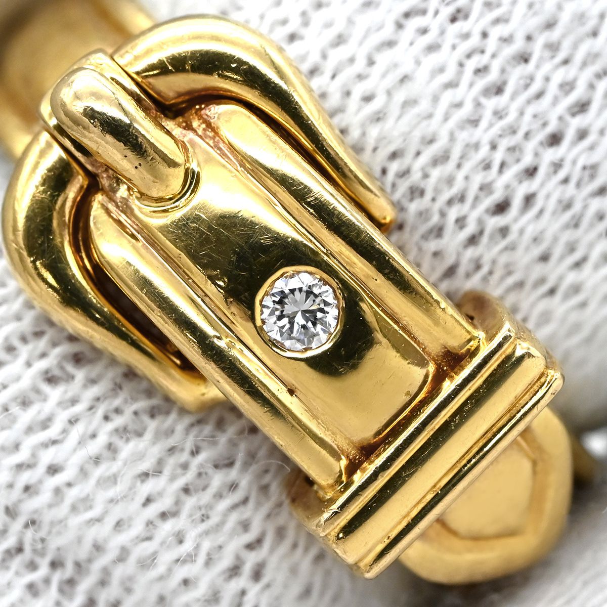 Hermes Ring Boucles Sellier Diamond Yellow Gold 50 Belt Motif — view 8