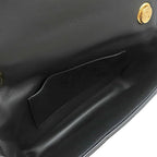 Celine Shoulder Bag Matelasse Monochrome Leather Black Gold Logo Chain — view 7