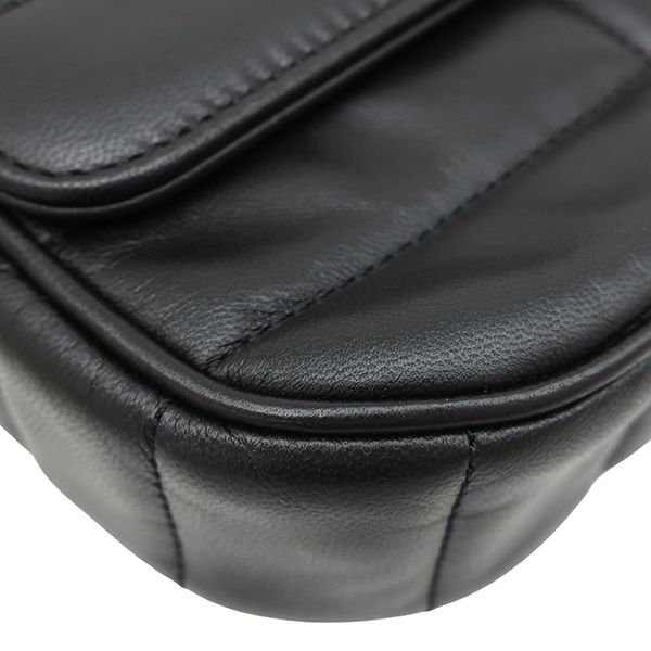 Celine Shoulder Bag Matelasse Monochrome Leather Black Gold Logo Chain — view 4