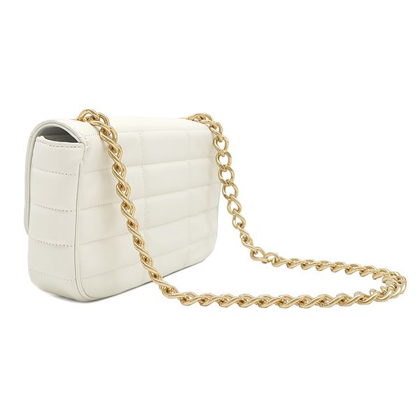 Celine Shoulder Bag Matelasse Monochrome Leather White Gold Logo Chain — view 2
