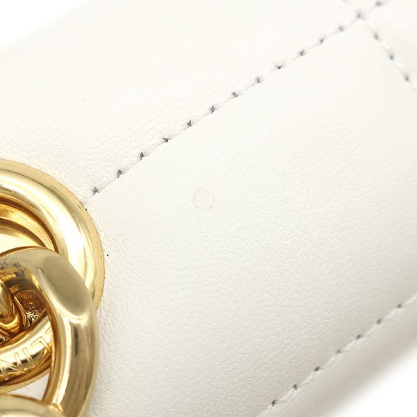 Celine Shoulder Bag Matelasse Monochrome Leather White Gold Logo Chain — view 7