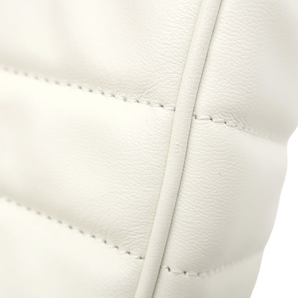 Celine Shoulder Bag Matelasse Monochrome Leather White Gold Logo Chain — view 5