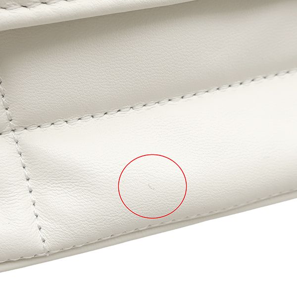 Celine Shoulder Bag Matelasse Monochrome Leather White Gold Logo Chain — view 8
