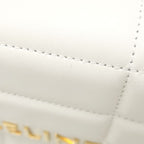 Celine Shoulder Bag Matelasse Monochrome Leather White Gold Logo Chain — view 6