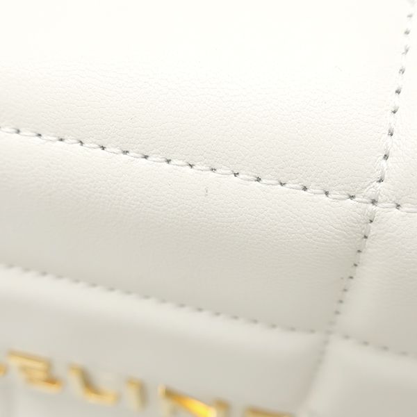 Celine Shoulder Bag Matelasse Monochrome Leather White Gold Logo Chain — view 6