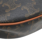Celine Shoulder Bag Ava Canvas Calfskin Triomphe Tan Gold Hobo — view 5