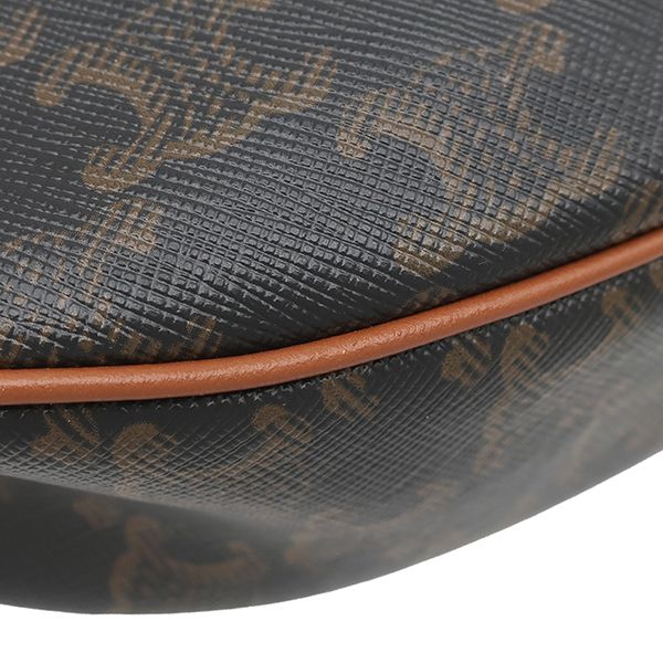 Celine Shoulder Bag Ava Canvas Calfskin Triomphe Tan Gold Hobo — view 5