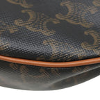 Celine Shoulder Bag Ava Canvas Calfskin Triomphe Tan Gold Hobo — view 4