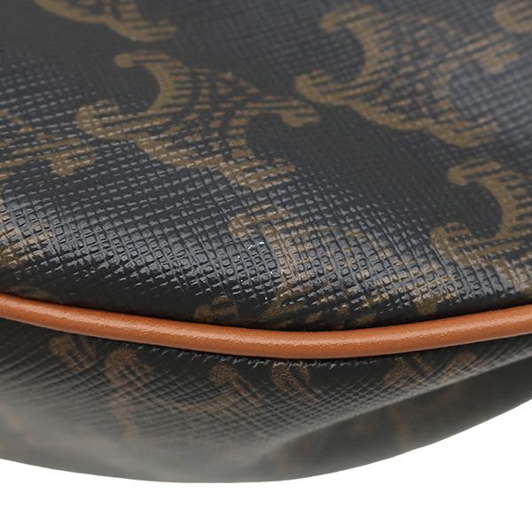 Celine Shoulder Bag Ava Canvas Calfskin Triomphe Tan Gold Hobo — view 4