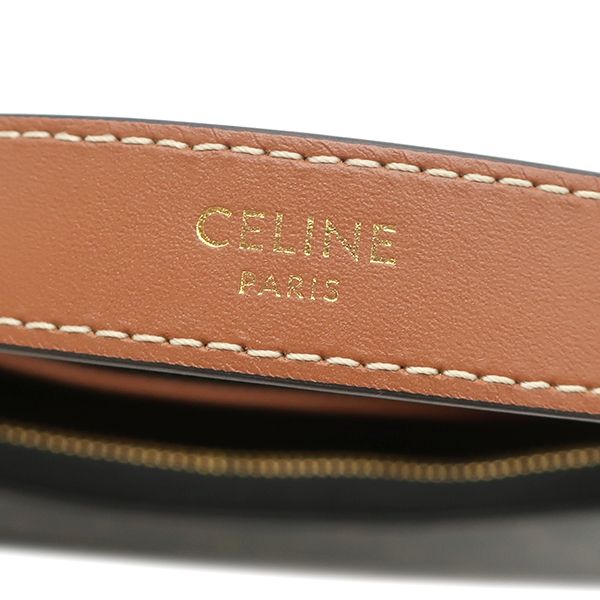 Celine Shoulder Bag Ava Canvas Calfskin Triomphe Tan Gold Hobo — view 8