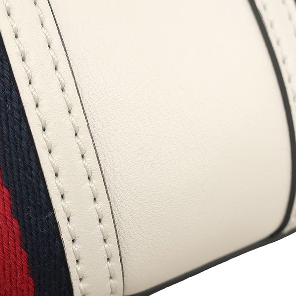 Gucci 2-Way Bag Mini Top Handle Bag Leather White Gold Web Stripe Sherry Line — view 8