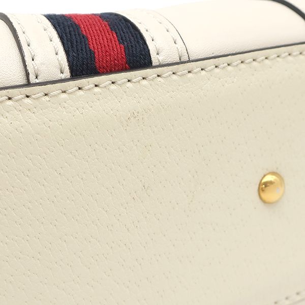 Gucci 2-Way Bag Mini Top Handle Bag Leather White Gold Web Stripe Sherry Line — view 5