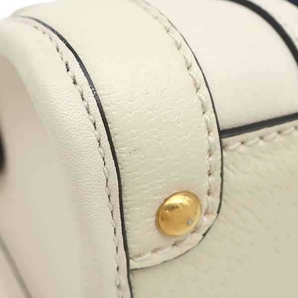 Gucci 2-Way Bag Mini Top Handle Bag Leather White Gold Web Stripe Sherry Line — view 4