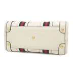 Gucci 2-Way Bag Mini Top Handle Bag Leather White Gold Web Stripe Sherry Line — view 3