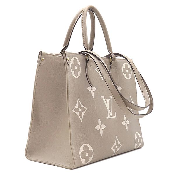 Louis Vuitton Tote Bag On The Go MM Monogram Empreinte Bicolor Tourterelle Cream — view 2