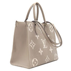 Louis Vuitton Tote Bag On The Go MM Monogram Empreinte Bicolor Tourterelle Cream — view 2
