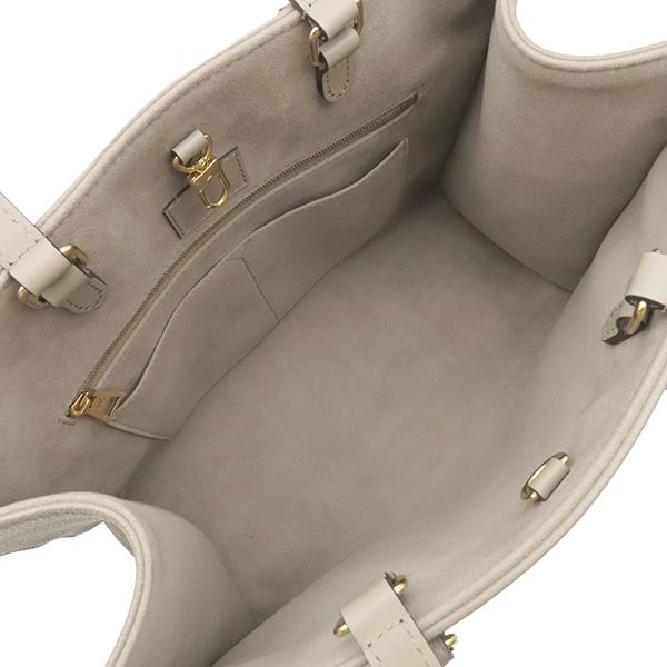 Louis Vuitton Tote Bag On The Go MM Monogram Empreinte Bicolor Tourterelle Cream — view 5
