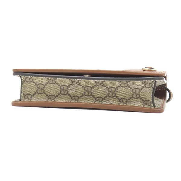 Gucci Shoulder Bag GG Emblem Mini Supreme Canvas Beige Brown Gold — view 3