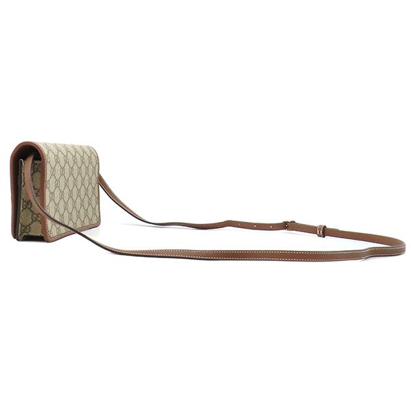 Gucci Shoulder Bag GG Emblem Mini Supreme Canvas Beige Brown Gold — view 2