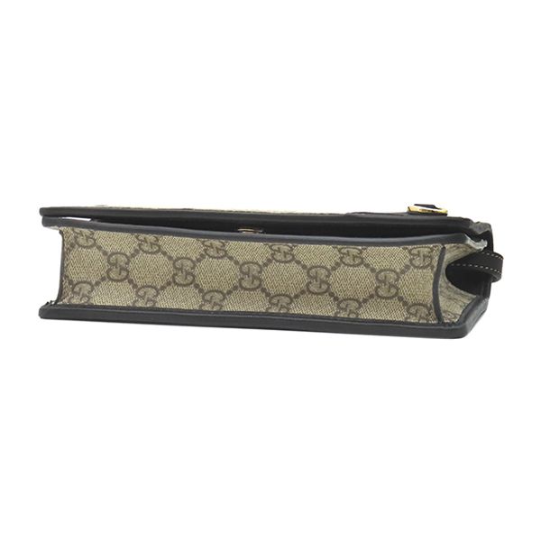 Gucci Shoulder Bag GG Emblem Mini Supreme Canvas Beige Black Gold — view 3