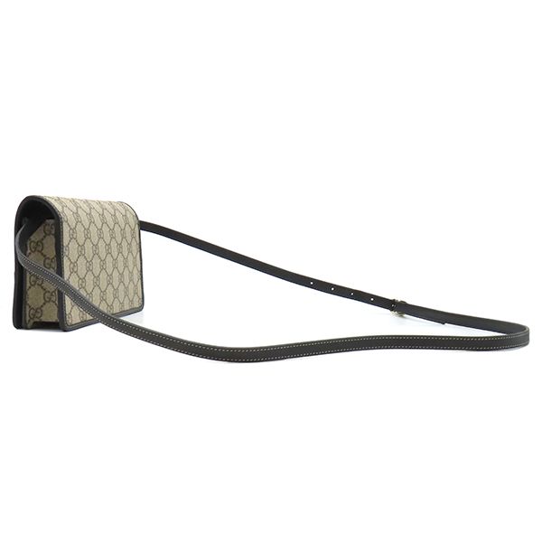 Gucci Shoulder Bag GG Emblem Mini Supreme Canvas Beige Black Gold — view 2
