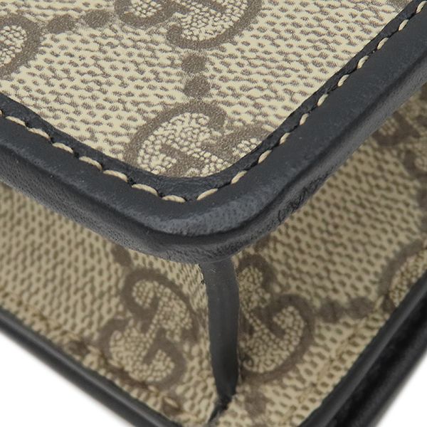 Gucci Shoulder Bag GG Emblem Mini Supreme Canvas Beige Black Gold — view 4