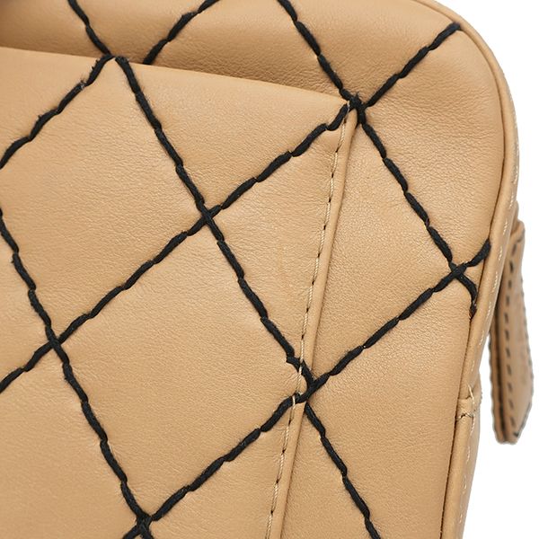 Chanel Wild Stitch Boston Bag Leather Beige Matte Black CC Logo 64 — view 8