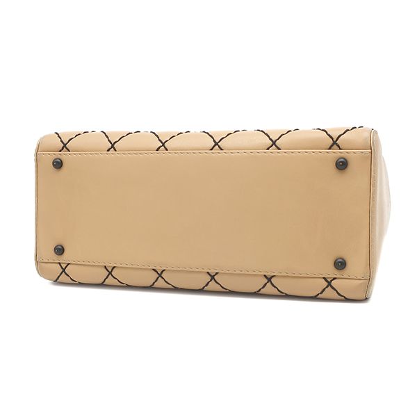 Chanel Wild Stitch Boston Bag Leather Beige Matte Black CC Logo 64 — view 3